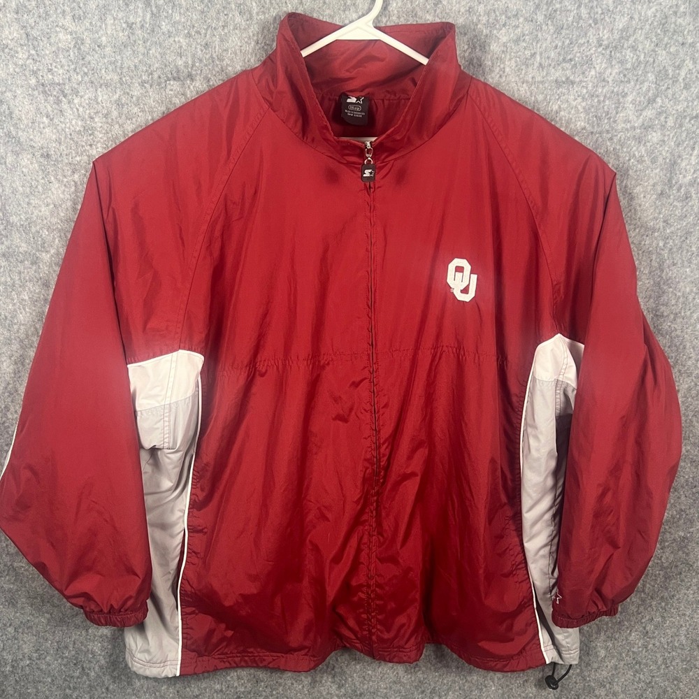 Starter Oklahoma Sooners Windbreaker Jacket Mens 3XL Red Full Zip OU NCAA Logo